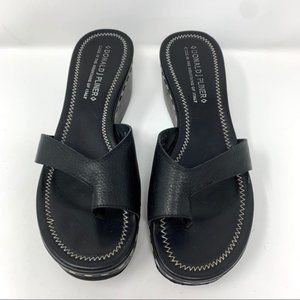 Donald J Pliner Salya Black Leather Wedge Sandal 8.5